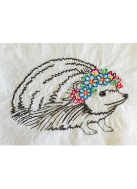 Hedgehog with Floral Crown Kitchen Towel